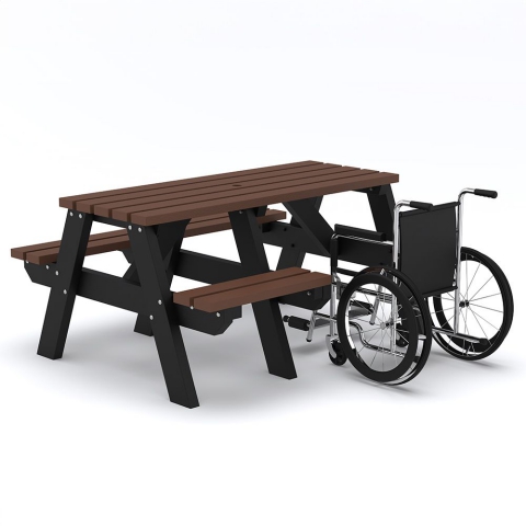 Poplar Recycled Wheelchair Access A Frame Picnic Bench In Black/Brown from Eden Commercial Furniture